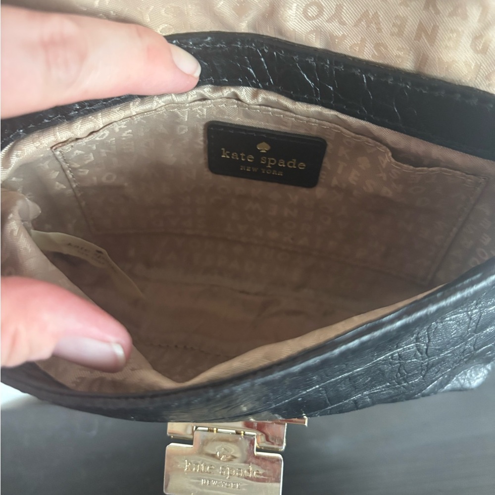 KATE SPADE♠️  Black Croc-Embossed Leather Crossbody Bag | project bag - Picture 7 of 8